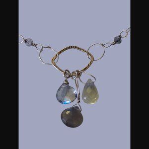 Laura J Designs 925 Sterling Retired Natural Stone Dangle Necklace 18.75"